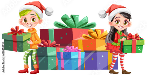 Christmas character with giveaway Christmas gift