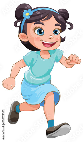 Running girl cartoon character