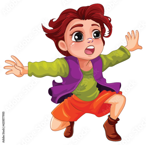 Jumping girl cartoon character