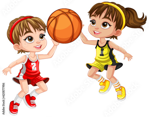 Cute basketball player cartoon character