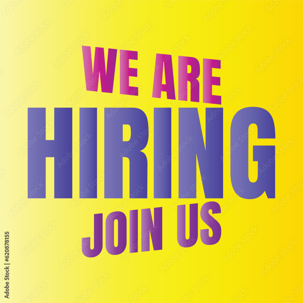 Obraz premium We are hiring now design sign, Join our team icon sign vector, We are hiring join us icon design, Vacancy poster for social media