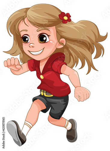 Cute Girl Running Cartoon Character