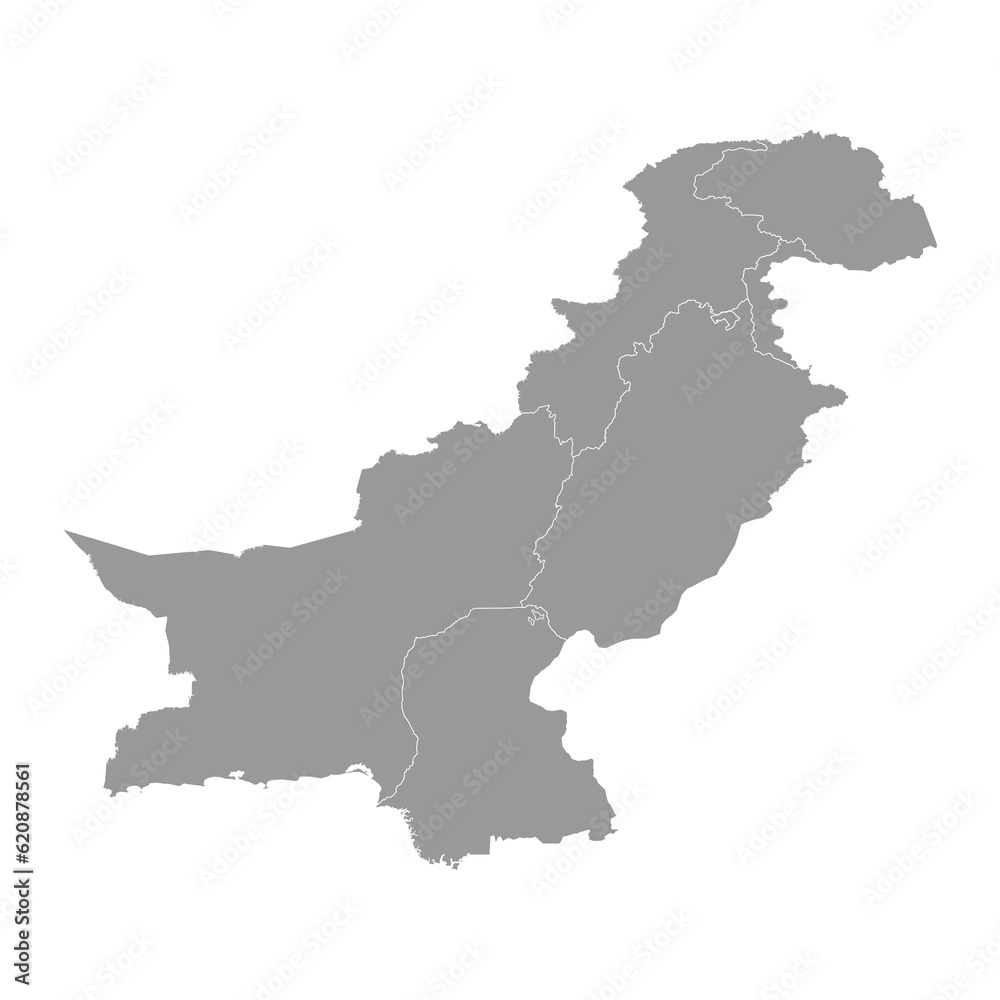 Map of Pakistan with regions. Vector illustration.