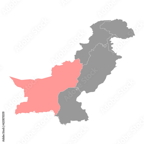 Balochistan province map  province of Pakistan. Vector illustration.