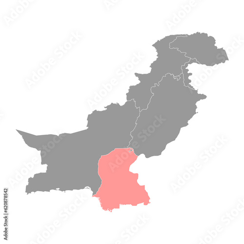 Sindh province map  province of Pakistan. Vector illustration.