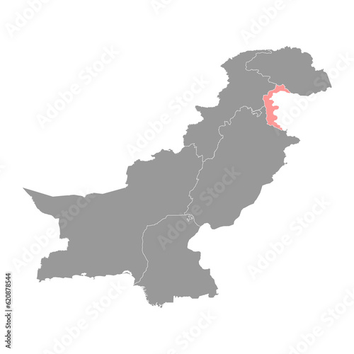 Azad Kashmir region map  administrative territory of Pakistan. Vector illustration.