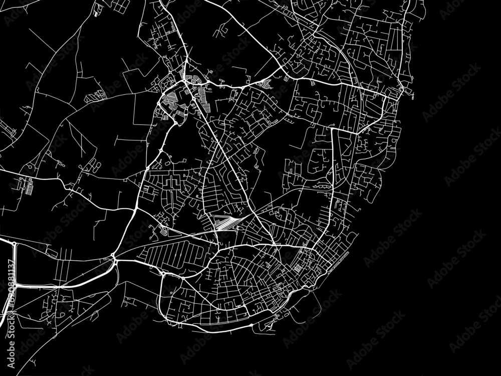 Vector road map of the city of  Ramsgate in the United Kingdom on a black background.