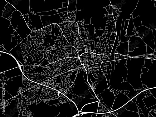 Vector road map of the city of Maidenhead in the United Kingdom on a black background.