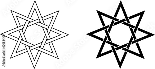 outline silhouette eight point star octagram icon set