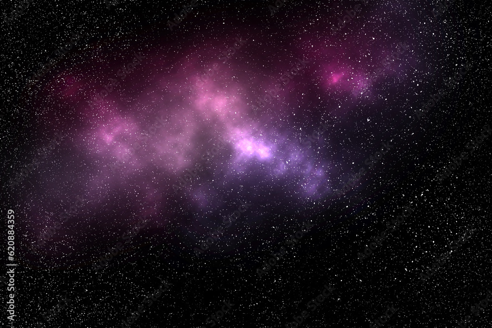 Obraz premium starry star with purple mix pink nebula and galactic galaxy in wide dark universe or black cosmos space like nature cloud in night sky Interstellar for background wallpaper