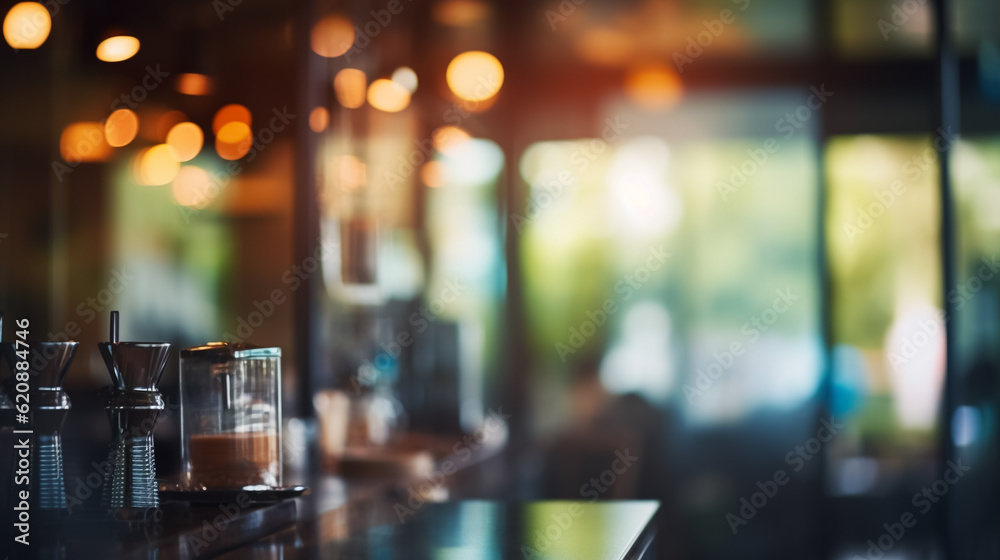 Abstract background, blur interior coffee shop or cafe for background