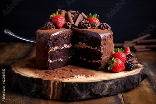 Chocolate cake with berries
