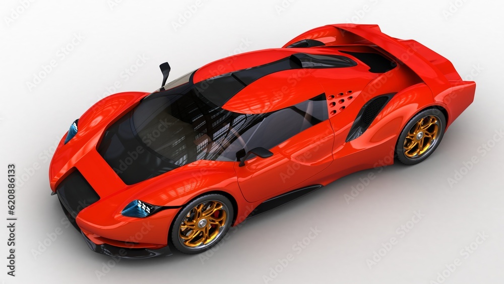 Naklejka premium hypercar 3d rendering, non AI illustration, supercar design concept