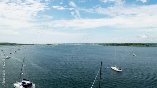 The waters at Conanicut marina where many boats are anchored. Rhode Island photo