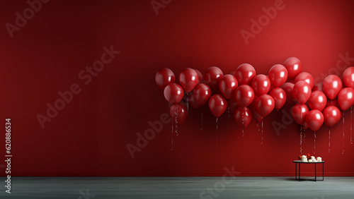 Bunte Luftballons mit Lichter Bukeh als Druckvorlage für Geburtstagskarten, ai generativ