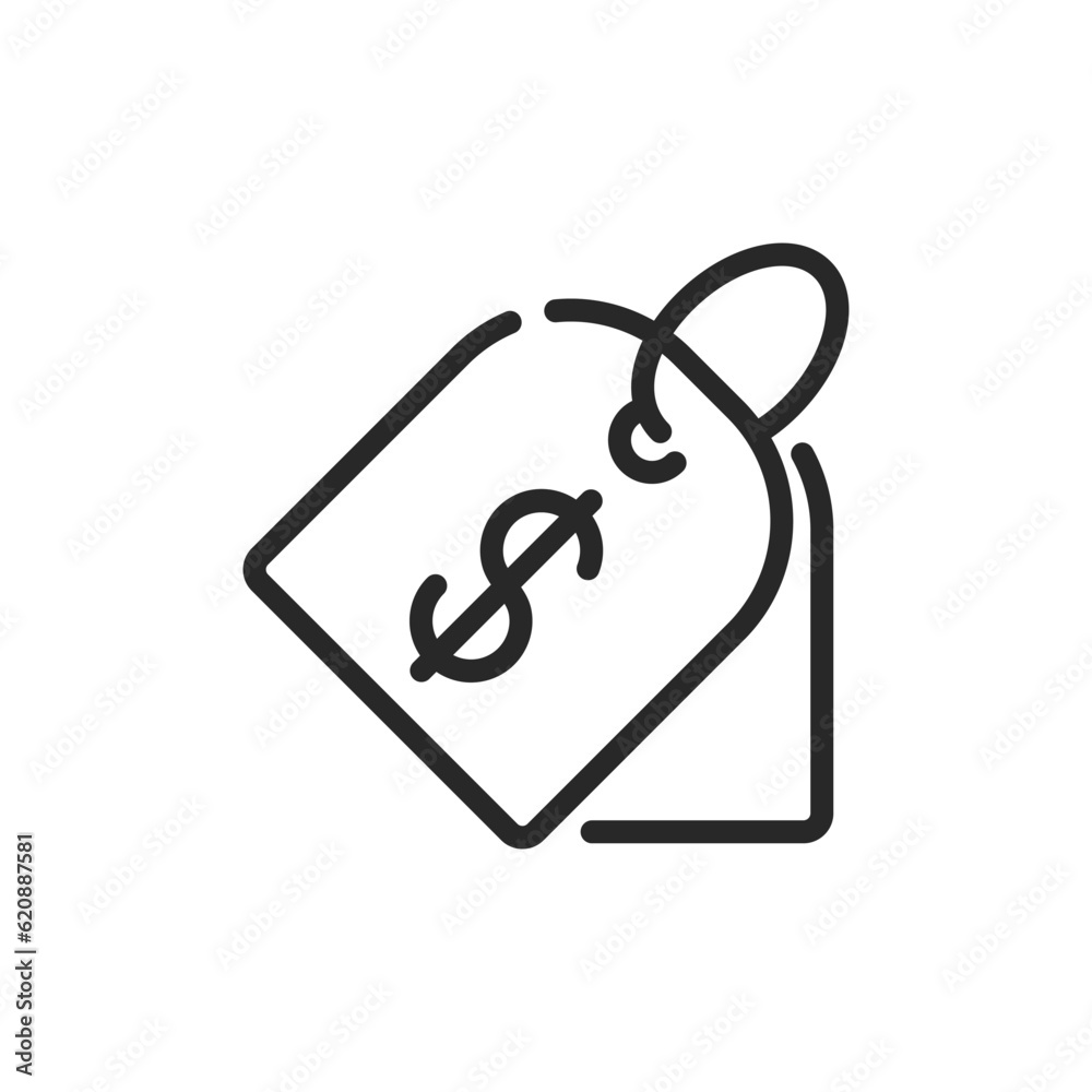 Retail Price Tag Icon. Vector Linear Editable Sign of Cost Indication