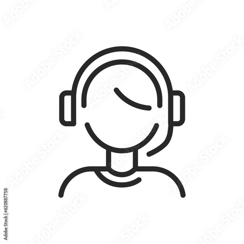 Shop Support Service Icon. Silhouette of a Support Service Manager with Microphone Headset. Symbolizing Customer Care in E-commerce. 
