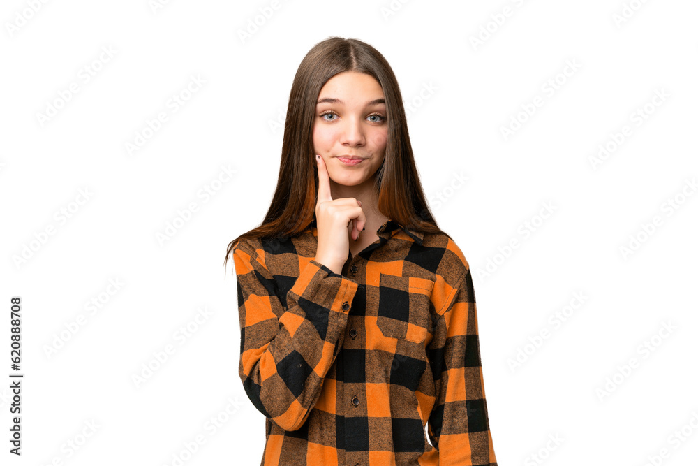 Teenager girl over isolated chroma key background and thinking Teenager girl over isolated chroma key background and thinking