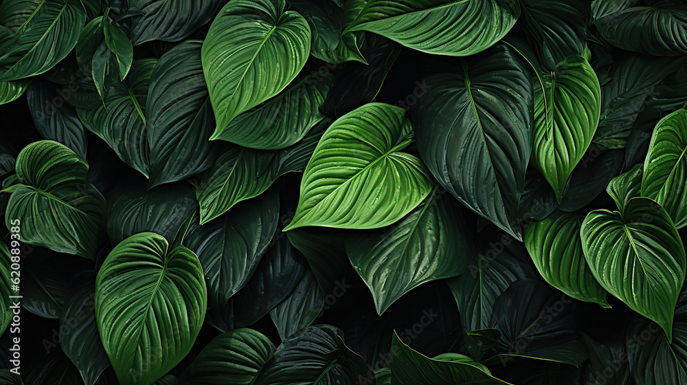 Green foliage texture, Bright color. Generative Ai