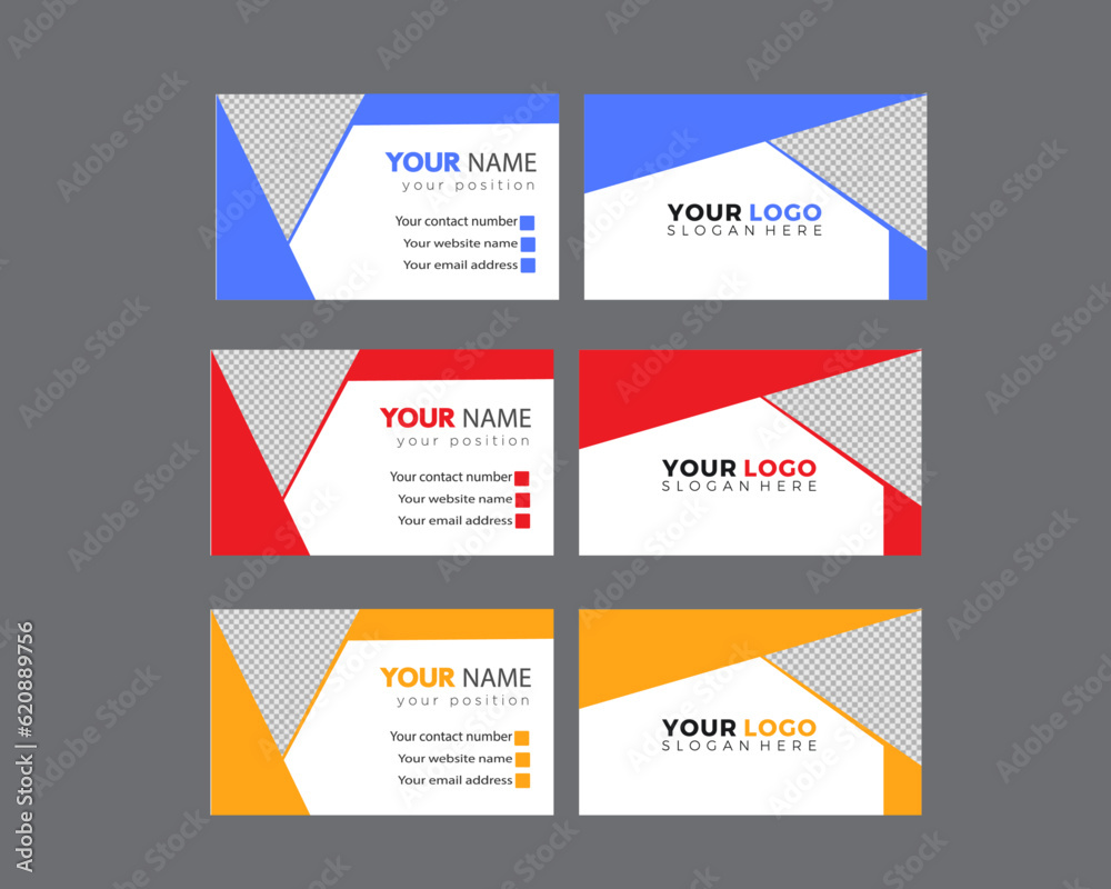 Corporate Business Card Template Design With 3 Color 