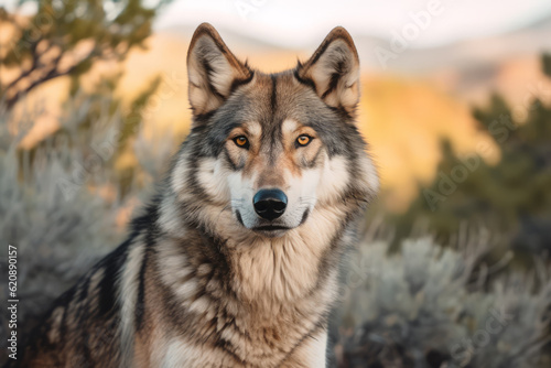 Wolf in nature  national geography  Wide life animals. AI Generated.