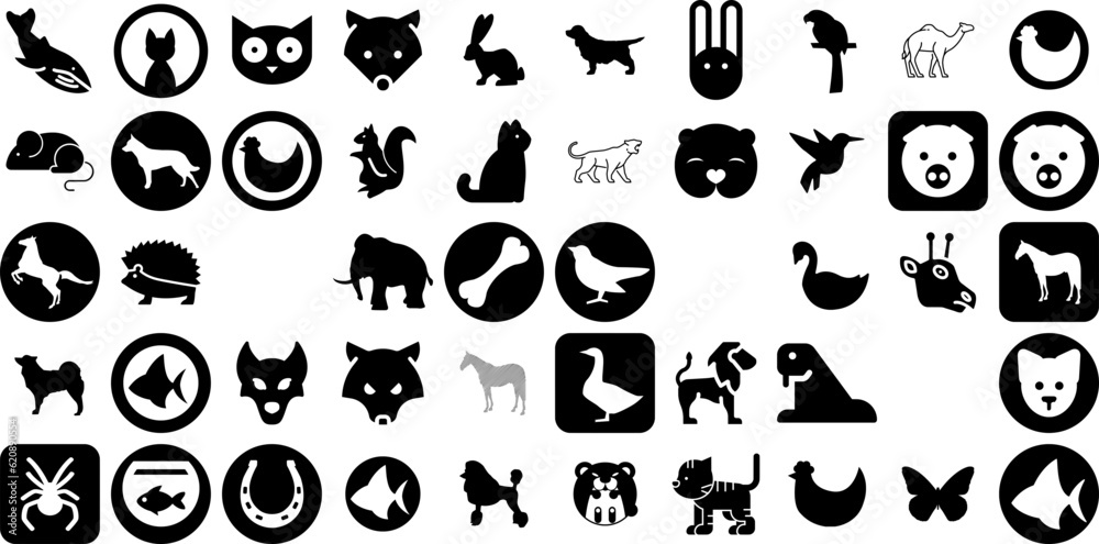 Mega Set Of Mammal Icons Collection Isolated Infographic Pictograms Horn, Face, Icon, Goat Clip Art For Apps And Websites