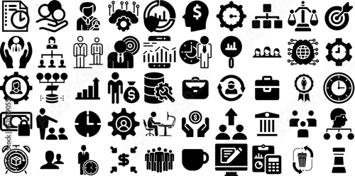 Massive Set Of Management Icons Set Linear Modern Symbols Festival, Finance, People, Investment Symbols Isolated On White Background