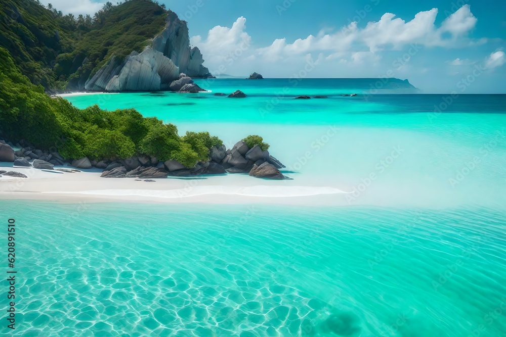 beach with turquoise water wallpaper and background generated by AI beach with turquoise water wallpaper and background generated by AI