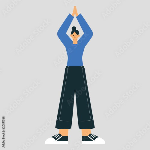 Girl with self-harm and emptiness inside. Concept bipolar disorder, borderline personality disorder, manic depression, mental disorder for web design. Flat vector illustration. yoga day