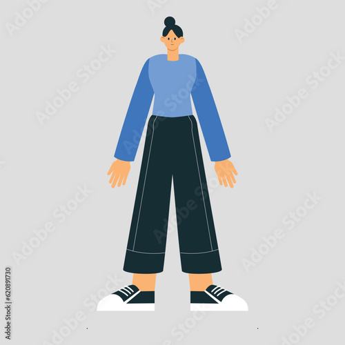 Girl with self-harm and emptiness inside. Concept bipolar disorder, borderline personality disorder, manic depression, mental disorder for web design. Flat vector illustration