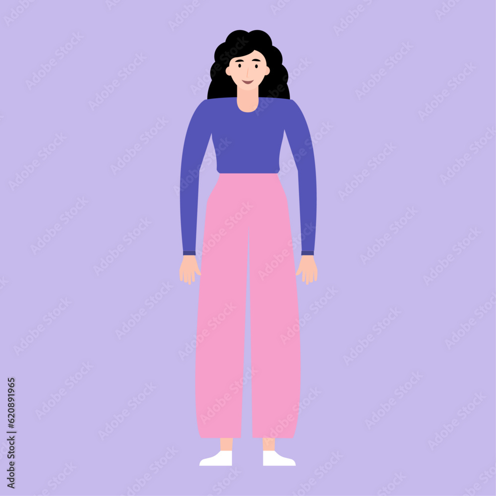 Free vector young woman standing on white