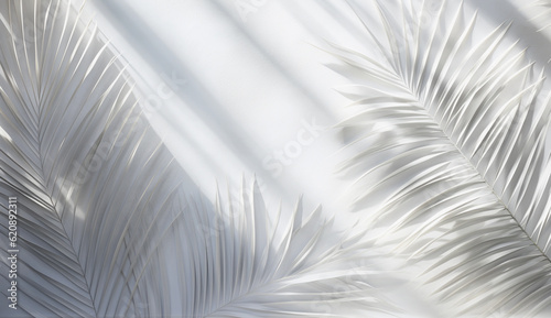 Tropical palm leaves in light gradient, pastel colors. minimal art concept. G...