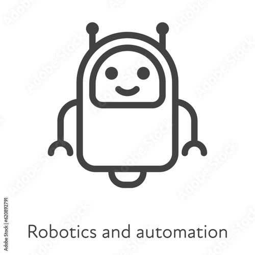 Outline style ui icons hard skill collection. Technology and business. Vector black linear icon illustration. Cute robot robotics and automation symbol isolated on white background. Design element