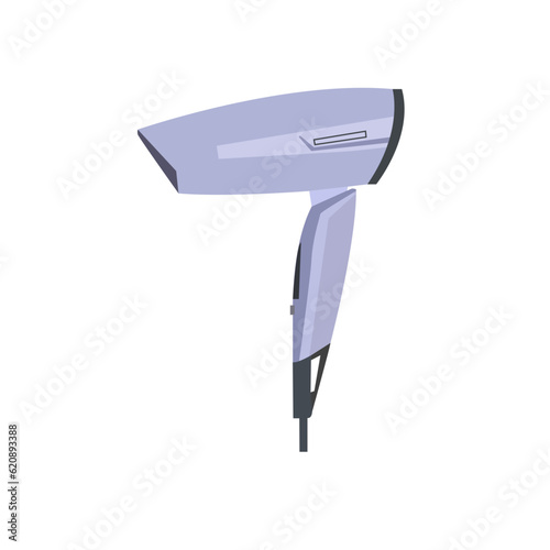 Cartoon trendy design blue hair dryer simple gradient icon. Isolated on white background. Fashion salon hair care vector illustration.