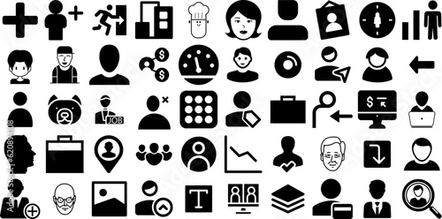 Mega Set Of User Icons Pack Hand-Drawn Solid Modern Silhouette People  Set  Silhouette  Profile Pictograph Isolated On White Background