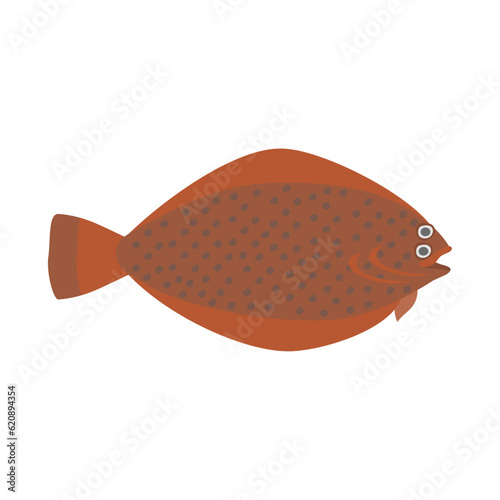 アカガレイ。フラットなベクターイラスト。
Flathead flounder. Flat designed vector illustration.