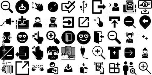Mega Set Of In Icons Bundle Hand-Drawn Linear Modern Elements Essential, Arrow, Buttons, Direction Illustration Vector Illustration