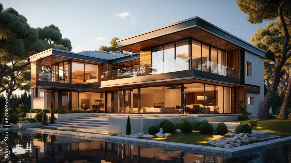 Residential architecture exterior, Design house, Modern minimalist private houses.