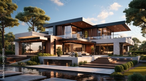 Residential architecture exterior  Design house  Modern minimalist private houses.