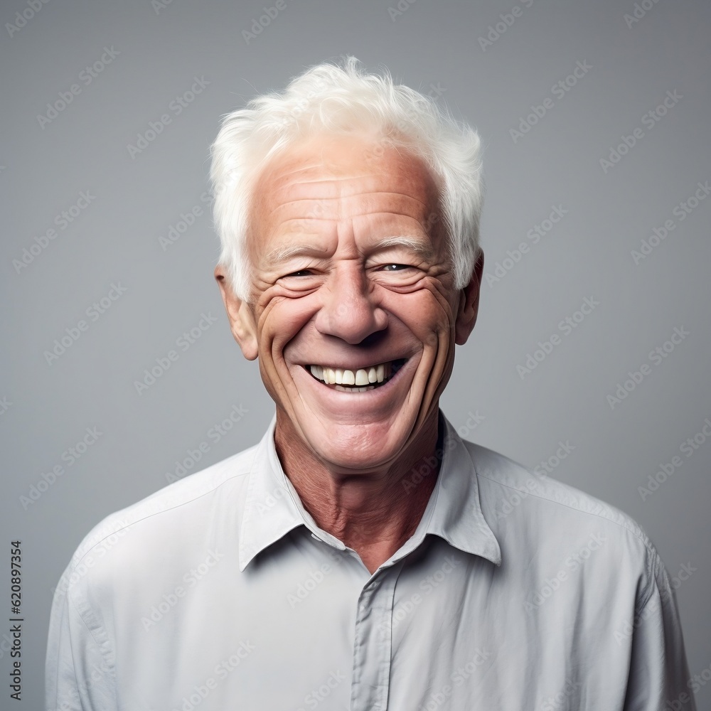 Portrait of an older man in casual clothes. Image generated by AI. Portrait of an older man in casual clothes. Image generated by AI.