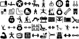 Huge Collection Of Gym Icons Pack Flat Cartoon Symbols Wellness, Health, Shoe, Icon Pictograms Isolated On White