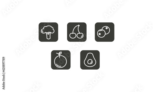 Fruits icons black