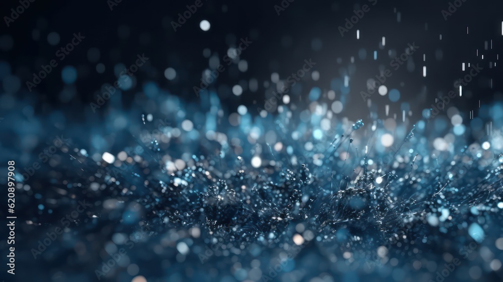 Abstrakter Hintergrund, blau, silber, glitter, Partikel in Bewegung, Generative AI Abstrakter Hintergrund, blau, silber, glitter, Partikel in Bewegung, Generative AI