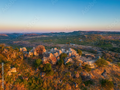 Aerial view of the ruins of Great Zimbabwe