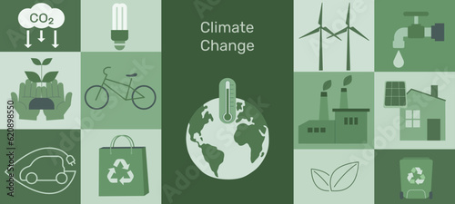 Eco friendly sustainable, global warming with alternative green energy resources, climate change problem concepts. Vector design illustration.