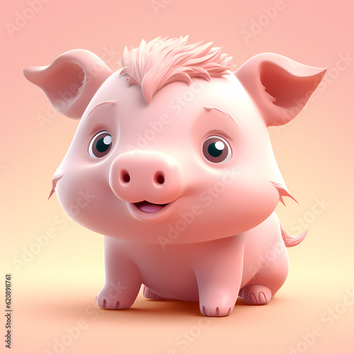 boar cute cartoon illustration with adorable expression isolated