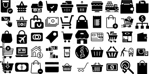 Huge Collection Of Buy Icons Set Isolated Drawing Web Icon Icon, Purchase, Climate, Finance Silhouette Isolated On Transparent Background