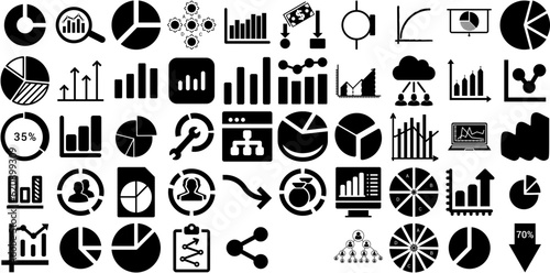 Massive Set Of Diagram Icons Bundle Hand-Drawn Black Vector Pictogram Diagram  Icon  Infographic  Process Silhouette Isolated On White