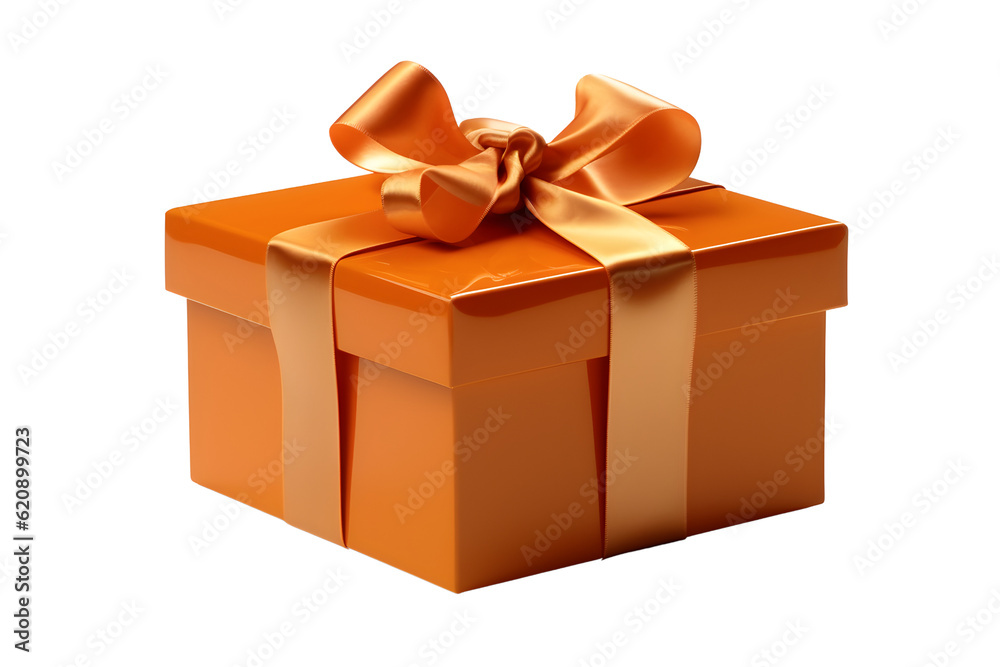 Obraz premium orange gift box with bow