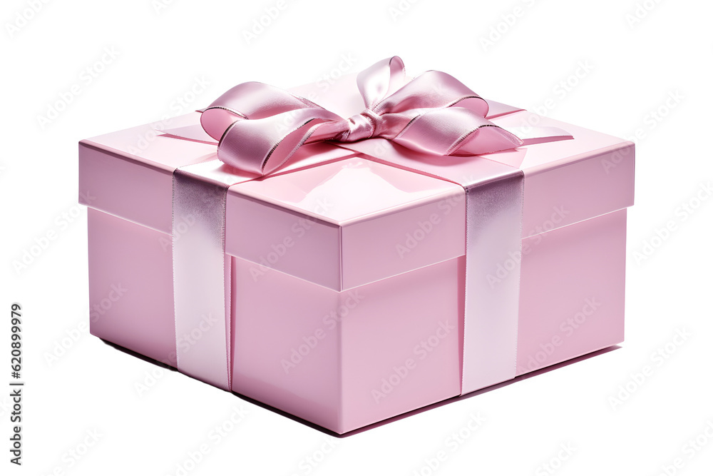 Obraz premium pink gift box with ribbon